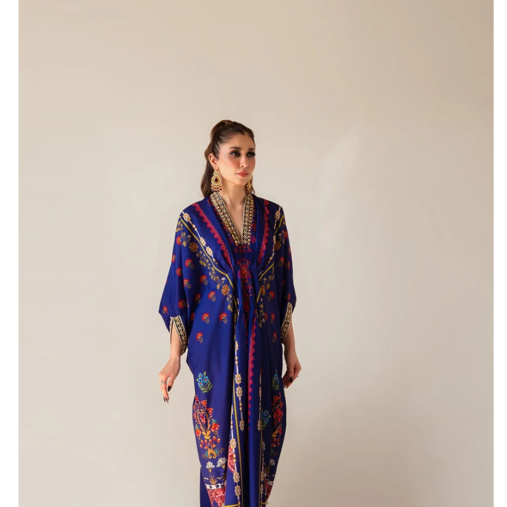 Sammy K Floral Blue Kaftan Dress